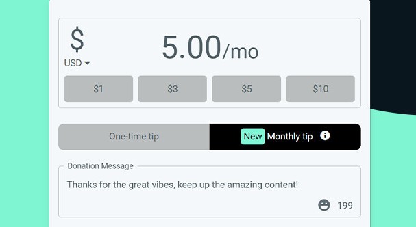Donate with StreamLabs panel